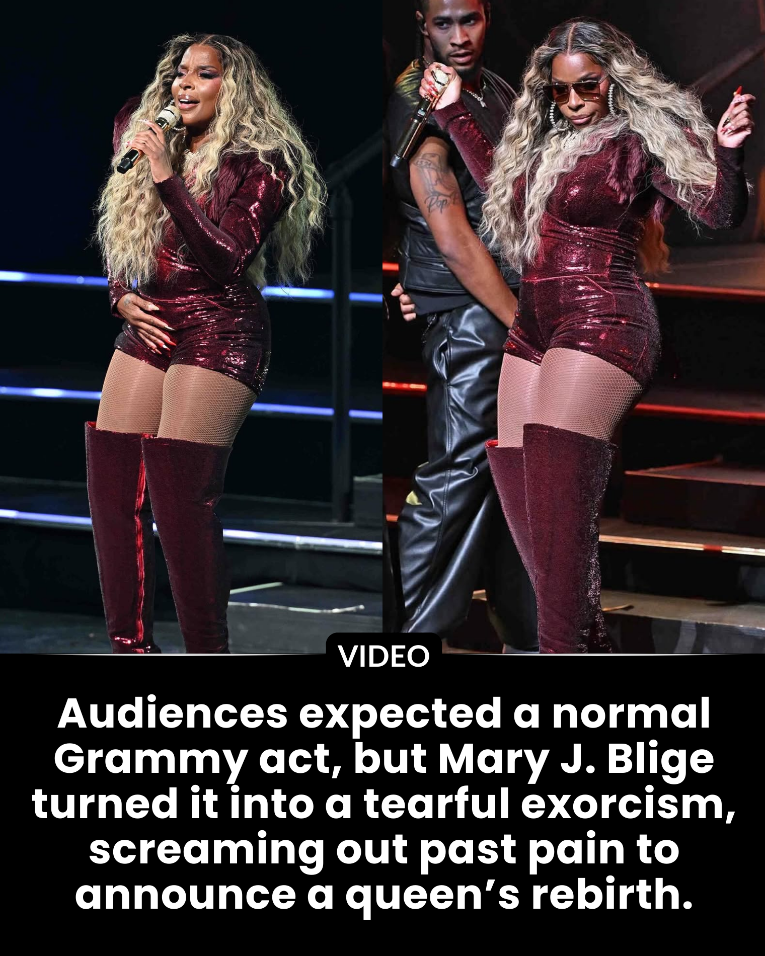Audiences expected a normal Grammy act, but Mary J. Blige turned it into a tearful exorcism, screaming out past pain to announce a queen’s rebirth.