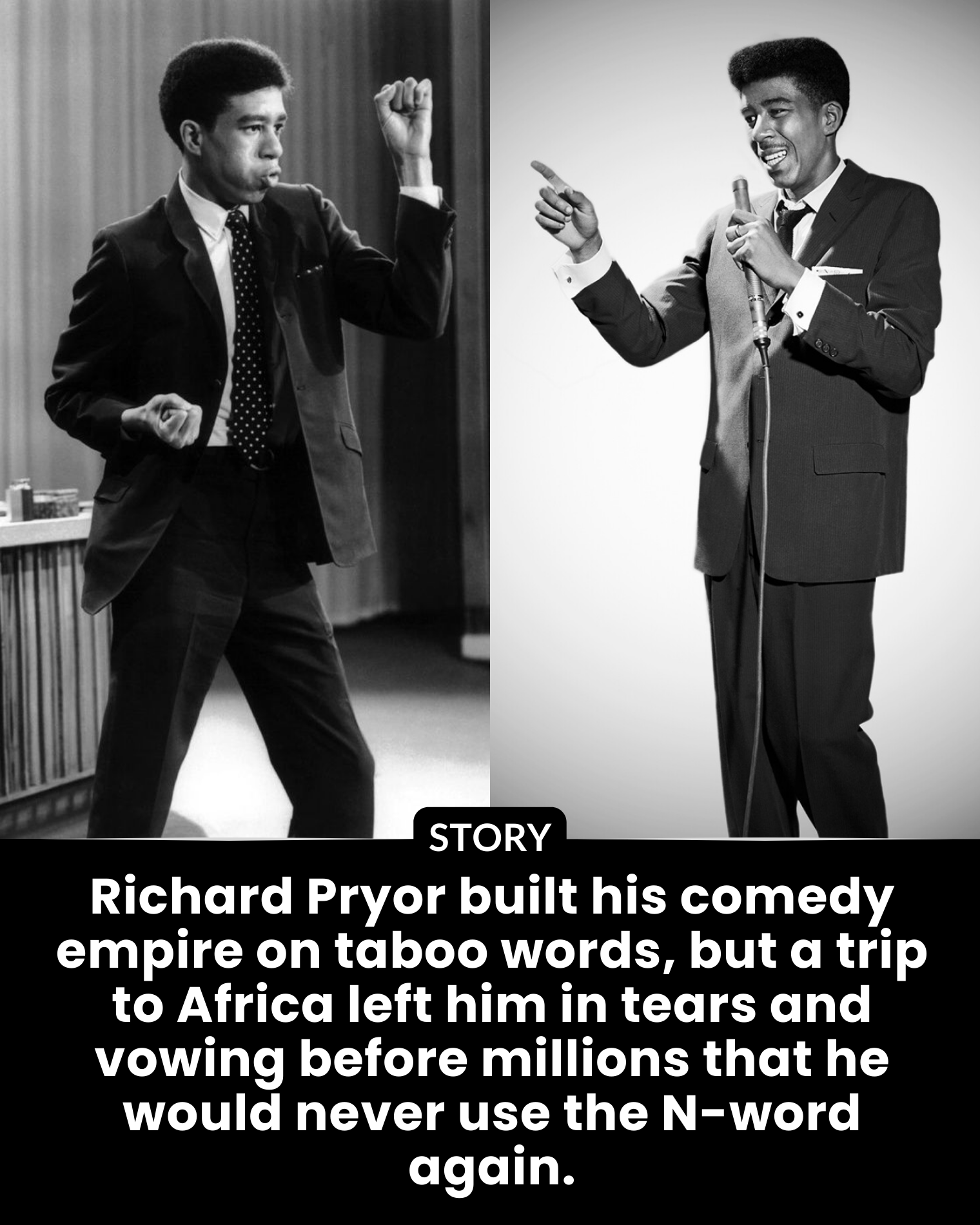 Richard Pryor built his comedy empire on taboo words, but a trip to Africa left him in tears and vowing before millions that he would never use the N-word again.