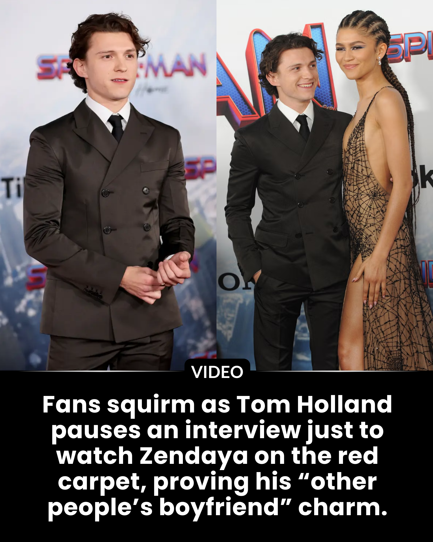 Fans squirm as Tom Holland pauses an interview just to watch Zendaya on the red carpet, proving his “other people’s boyfriend” charm.