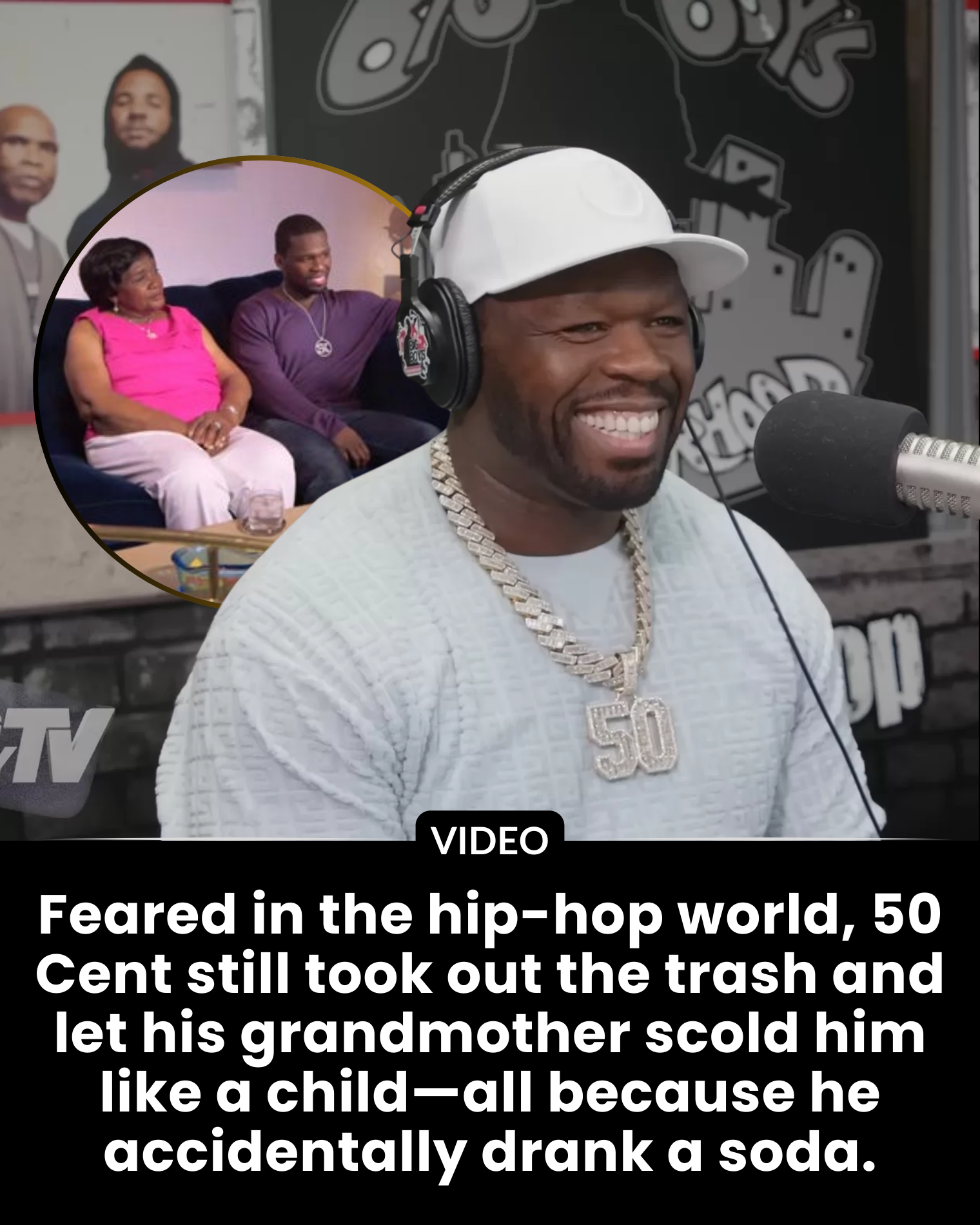 Feared in the hip-hop world, 50 Cent still took out the trash and let his grandmother scold him like a child—all because he accidentally drank a soda.