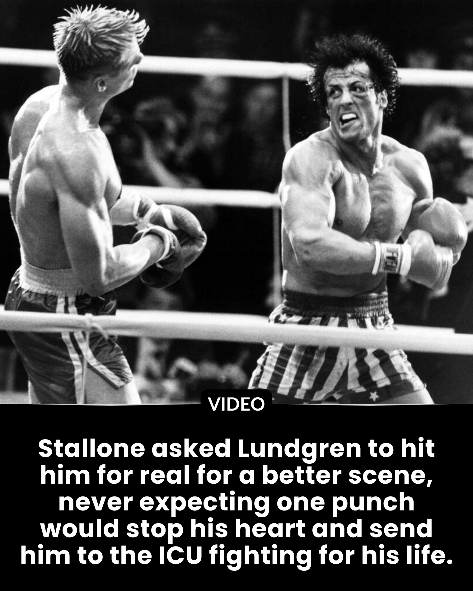 Stallone asked Lundgren to hit him for real for a better scene, never expecting one punch would stop his heart and send him to the ICU fighting for his life.
