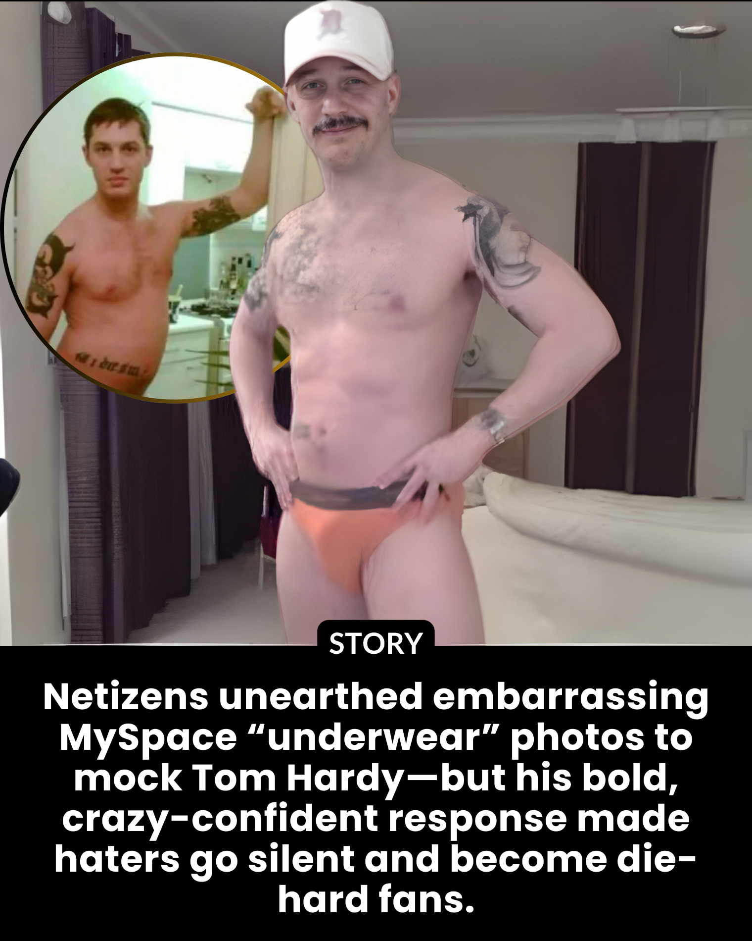 Netizens unearthed embarrassing MySpace “underwear” photos to mock Tom Hardy—but his bold, crazy-confident response made haters go silent and become die-hard fans.