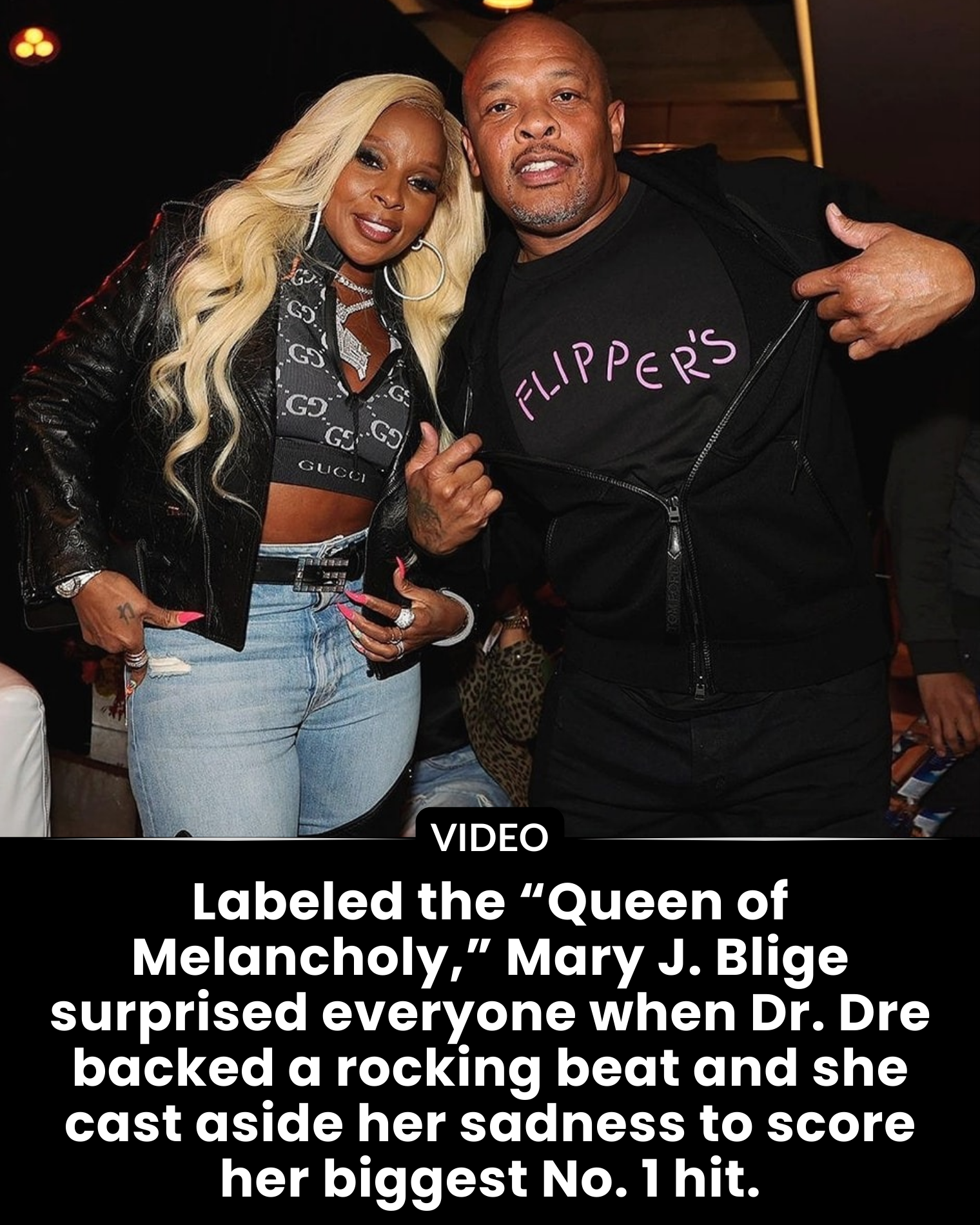 Labeled the “Queen of Melancholy,” Mary J. Blige surprised everyone when Dr. Dre backed a rocking beat and she cast aside her sadness to score her biggest No. 1 hit.