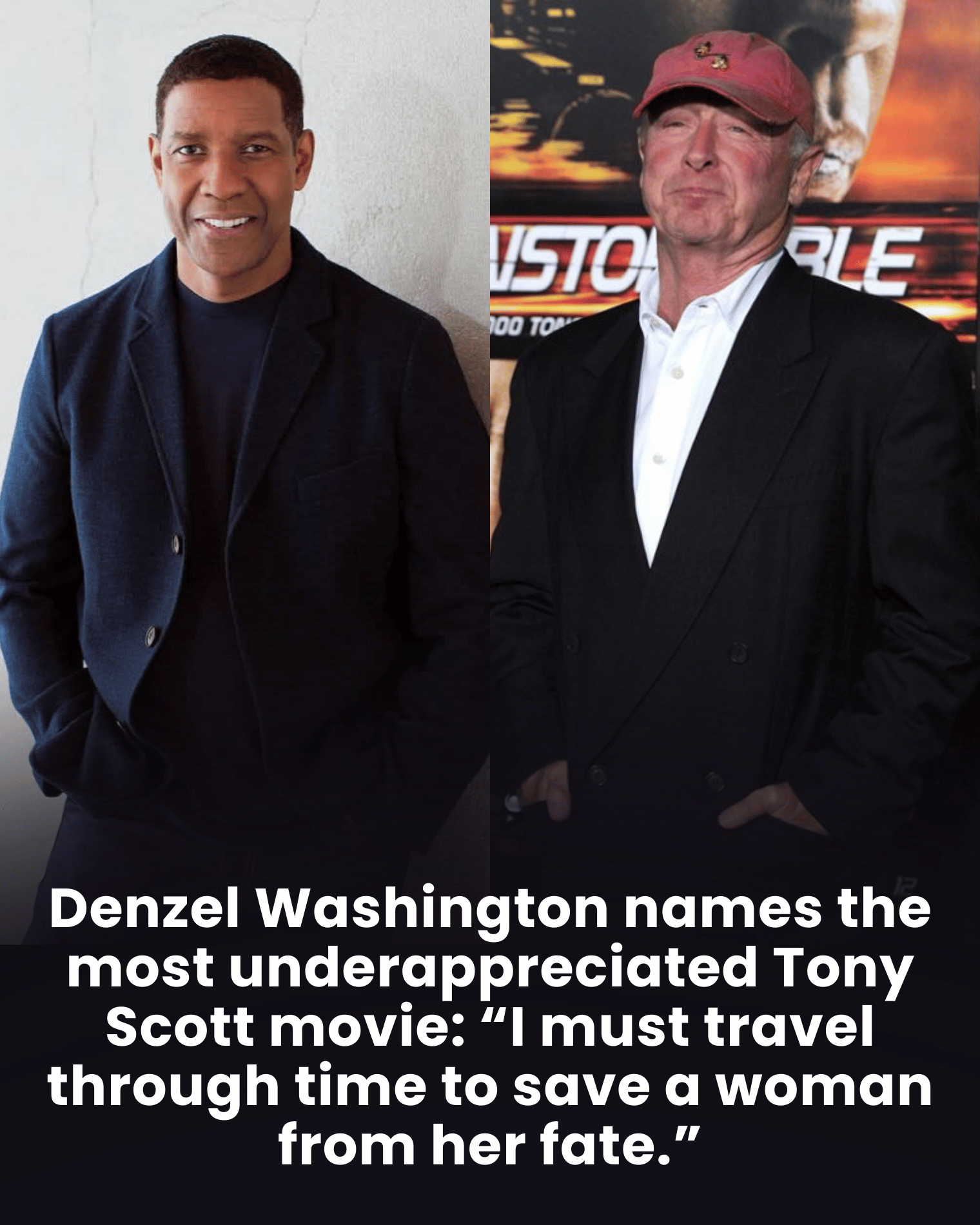 Denzel Washington names the most underappreciated Tony Scott movie: “I must travel through time to save a woman from her fate.”