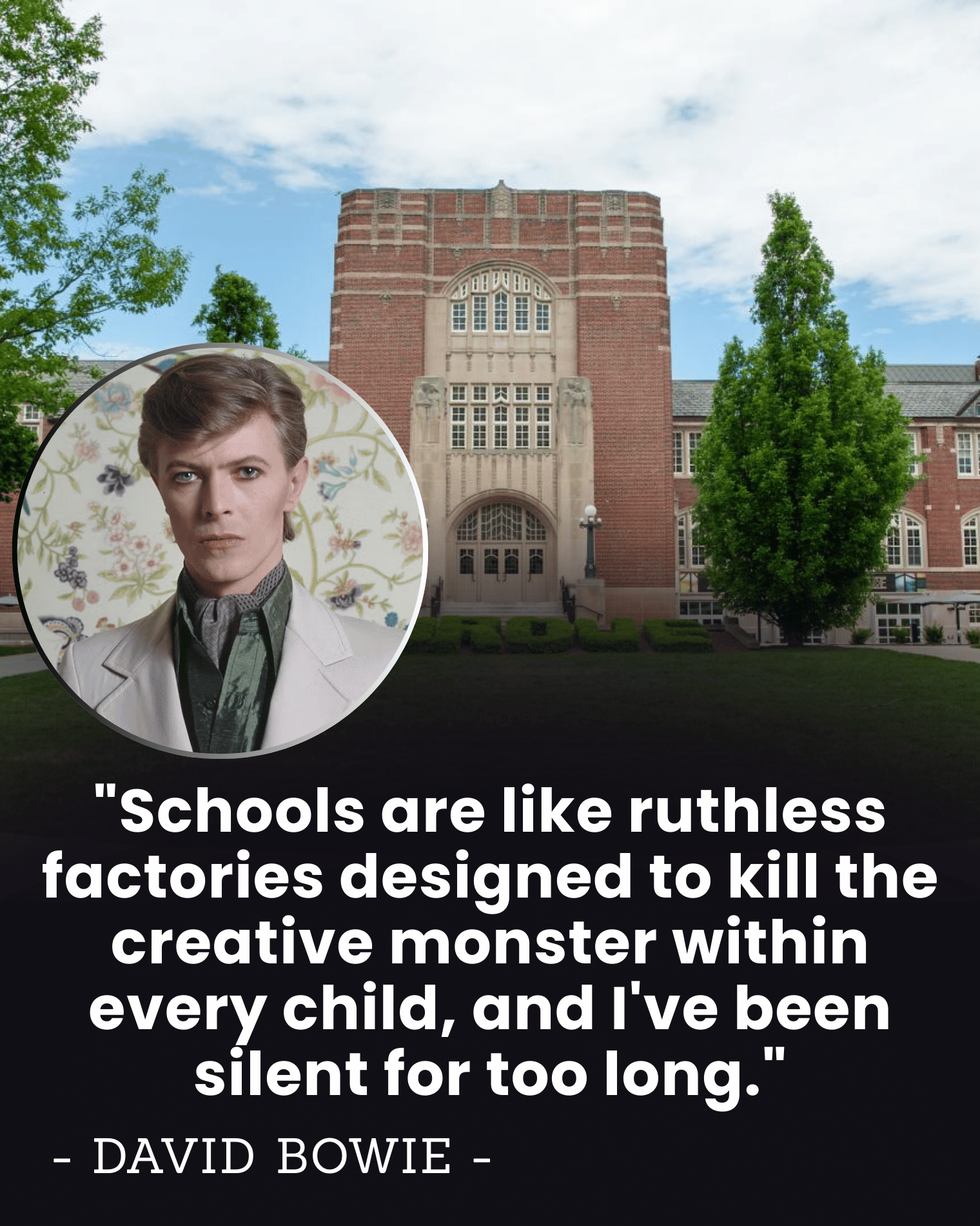 “I Stayed Silent for Too Long” — David Bowie’s Explosive Confession About School ‘Factories’ That Crushed Creativity in Millions of Kids.