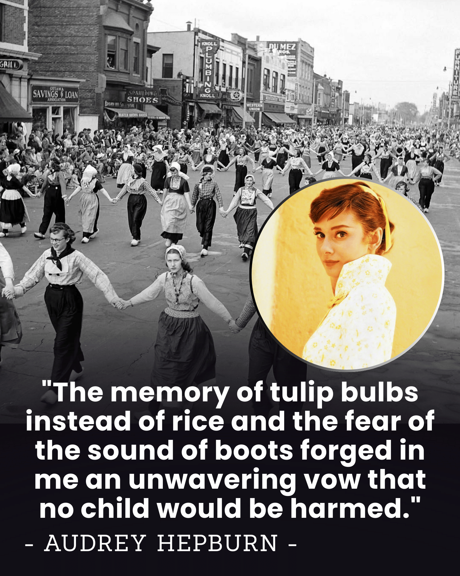 “Tulip Bulbs Instead of Rice” — How Starving Under Nazi Boots Forged Audrey Hepburn’s Wartime Oath That Led to 40 Years Saving Children Through UNICEF.