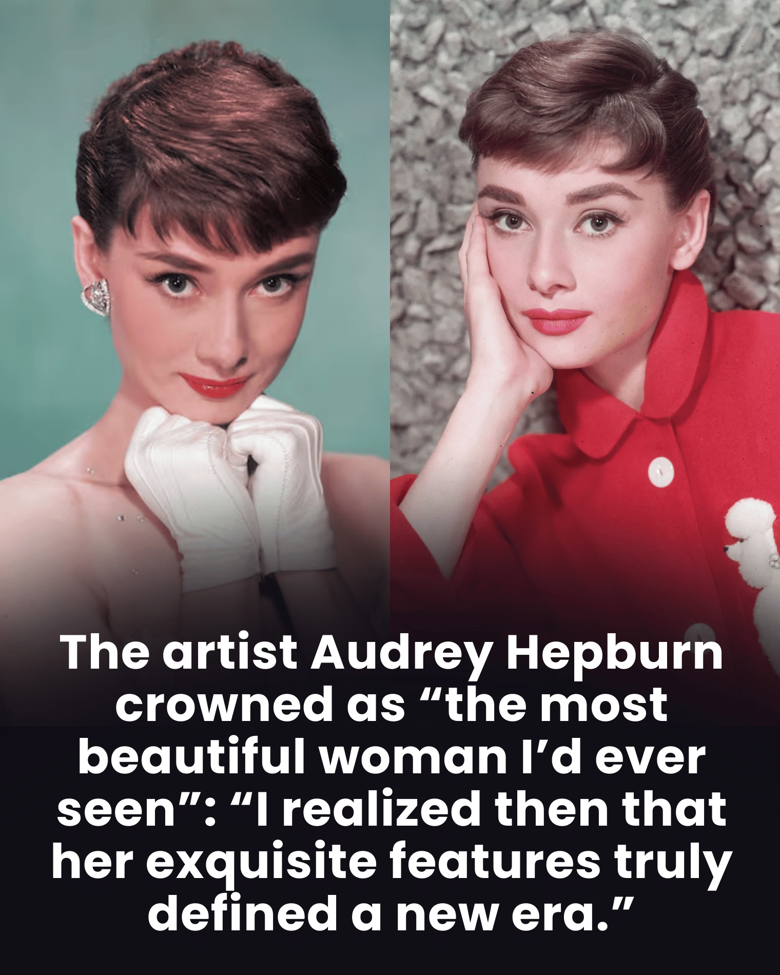 The artist Audrey Hepburn crowned as “the most beautiful woman I’d ever seen”: “I realized then that her exquisite features truly defined a new era.”