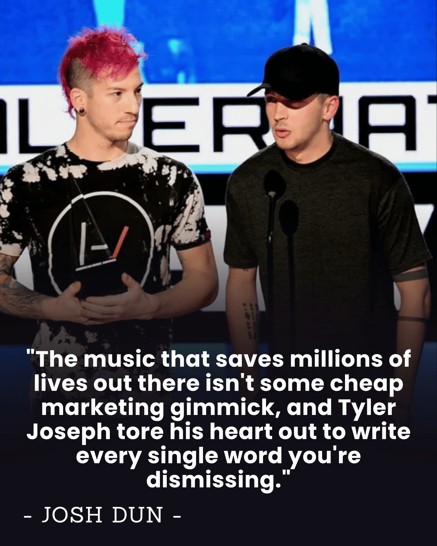 “This Music Saves MILLIONS of Lives” — Josh Dun Explodes at Critics, Defends Tyler Joseph’s Painful Lyrics and the Brotherhood That Refuses to Break.