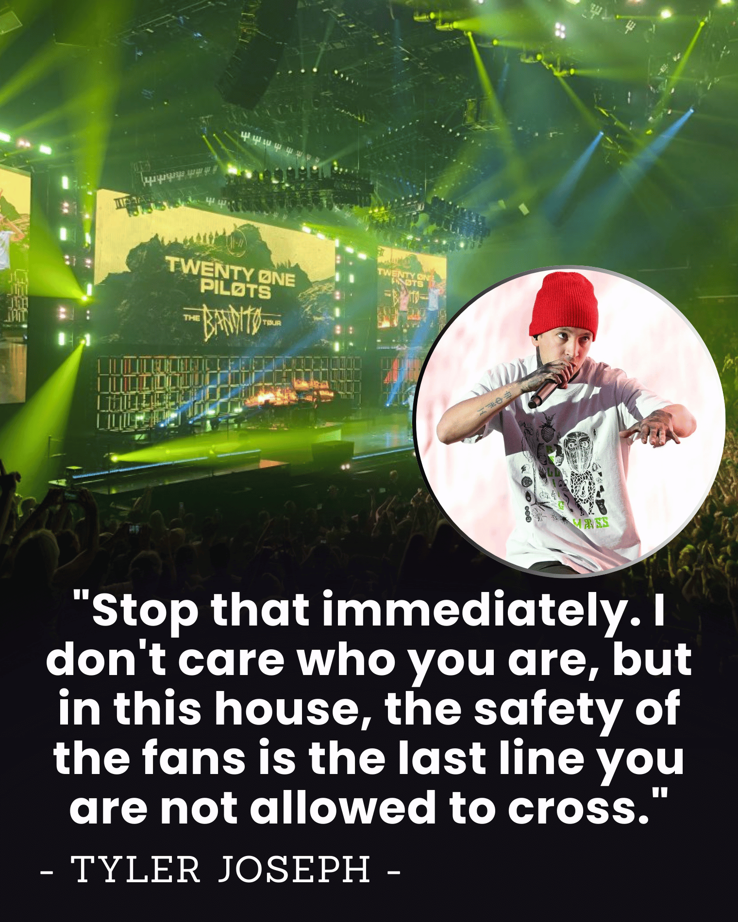“STOP THE SHOW NOW!” Tyler Joseph Halts 1,000-Person Concert After Security Manhandles Young Fan — Inside the Explosive Moment That Shocked the Crowd.