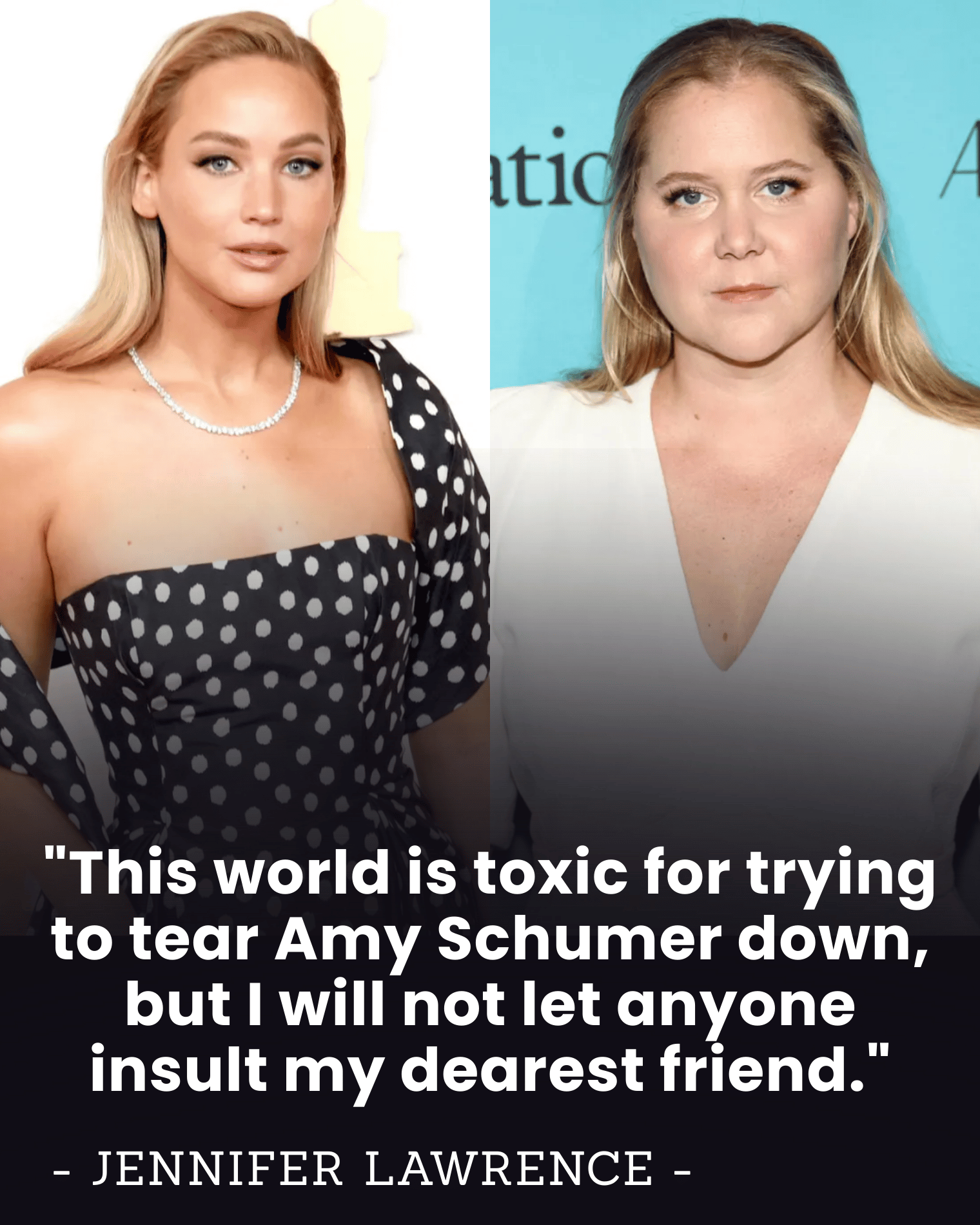 “I Won’t Let Them Tear Her Down” — Jennifer Lawrence Launches 1-Day Media War After Amy Schumer Targeted by Brutal Online Attacks.