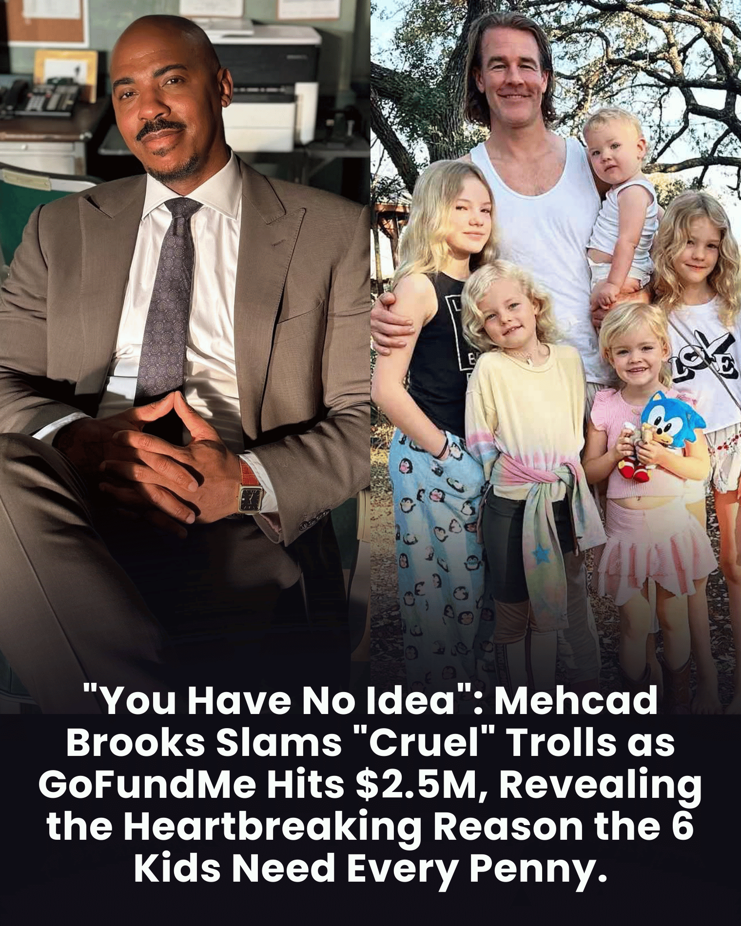 “You Have No Idea”: Mehcad Brooks Slams “Cruel” Trolls as GoFundMe Hits $2.5M, Revealing the Heartbreaking Reason the 6 Kids Need Every Penny.