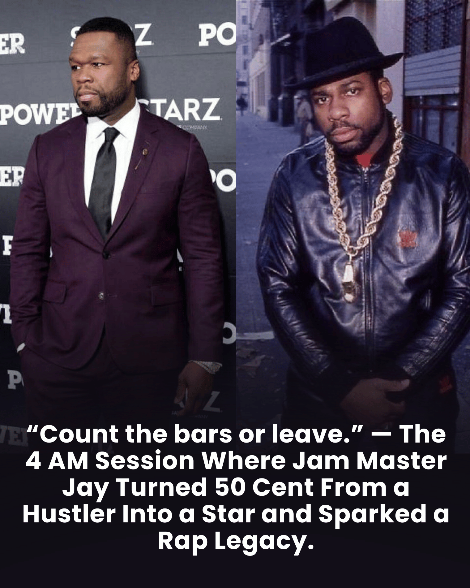 “Count the bars or leave.” — The 4 AM Session Where Jam Master Jay Turned 50 Cent From a Hustler Into a Star and Sparked a Rap Legacy.