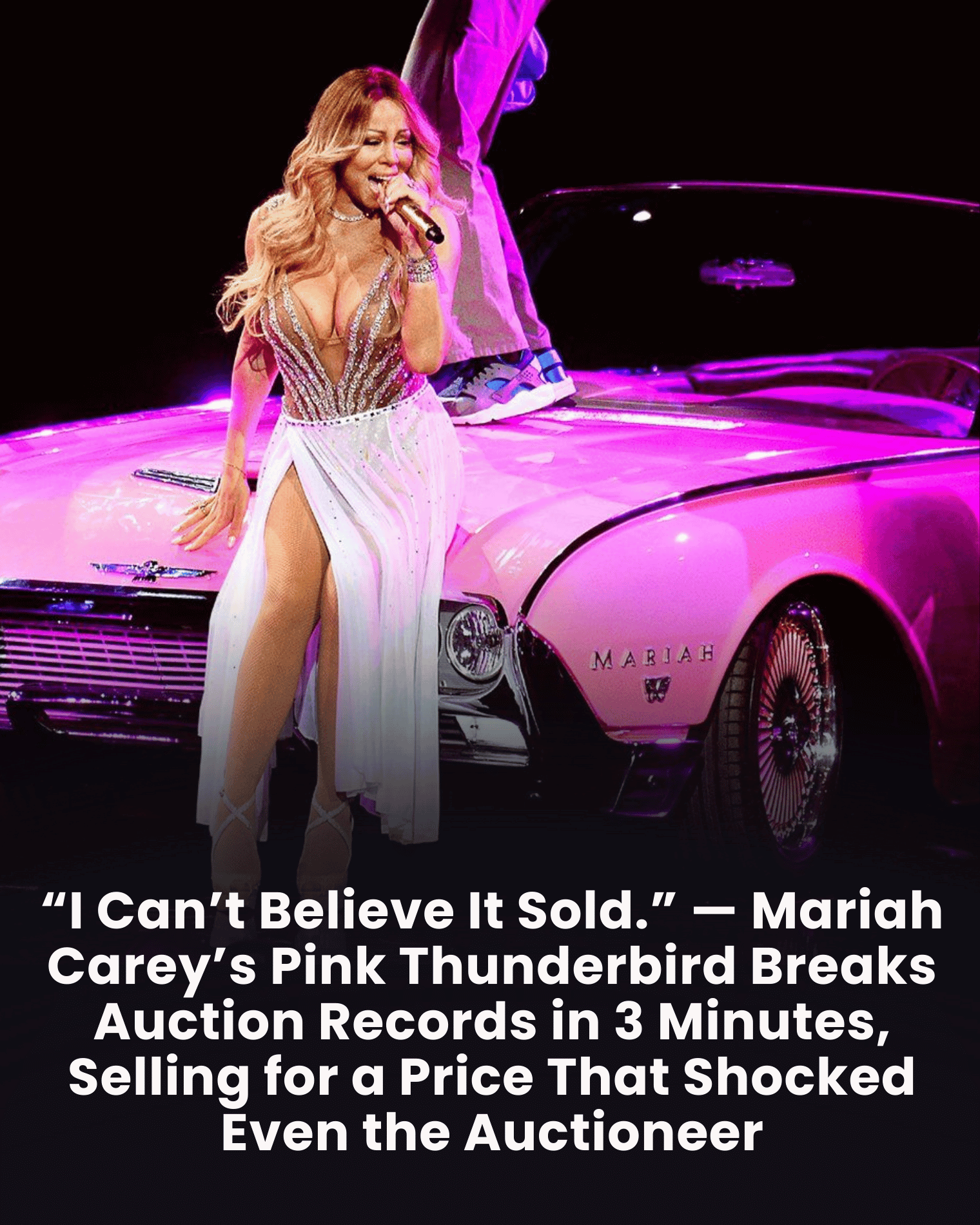 “I Can’t Believe It Sold.” — Mariah Carey’s Pink Thunderbird Breaks Auction Records in 3 Minutes, Selling for a Price That Shocked Even the Auctioneer