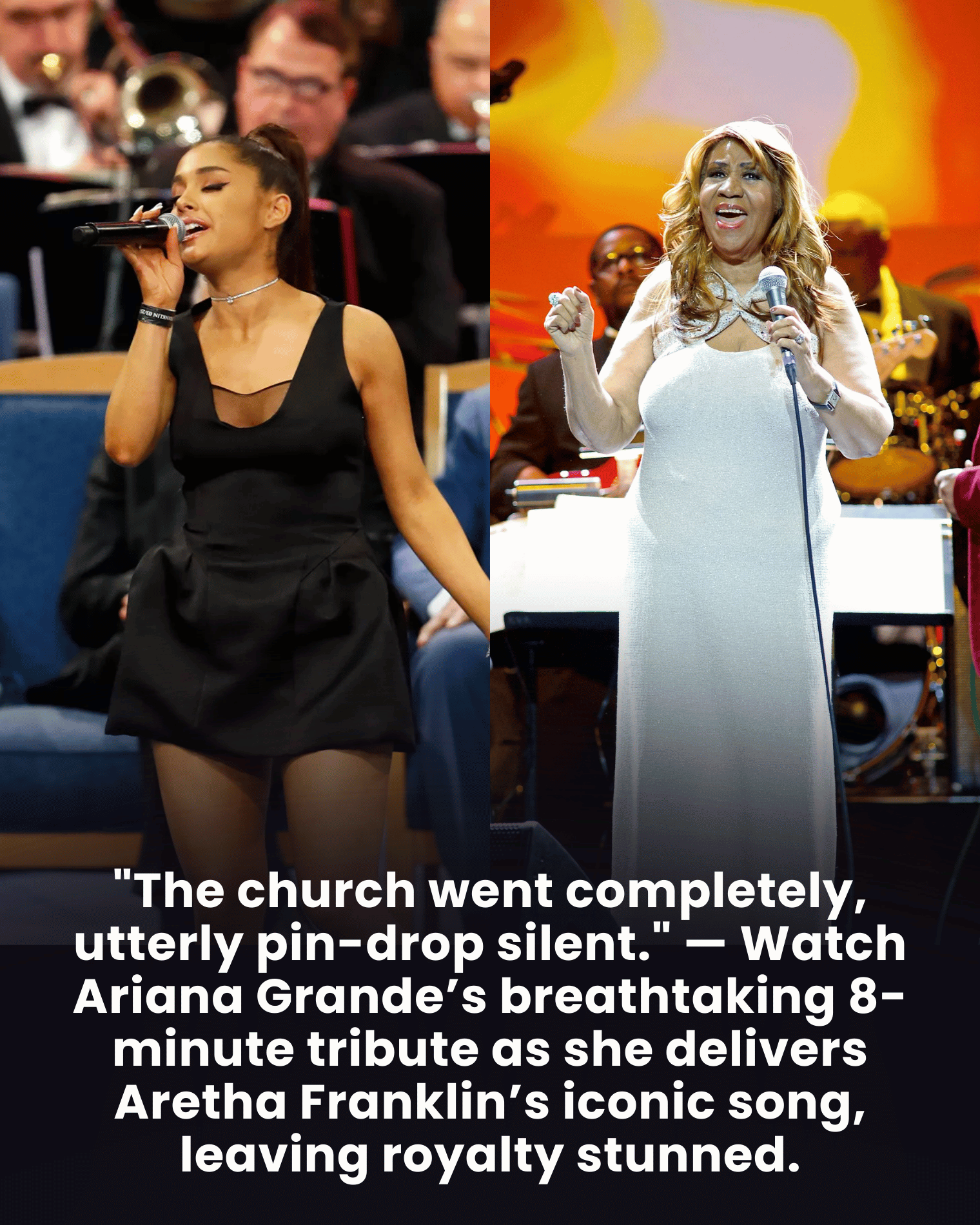 “The church went completely, utterly pin-drop silent.” — Watch Ariana Grande’s breathtaking 8-minute tribute as she delivers Aretha Franklin’s iconic song, leaving royalty stunned.