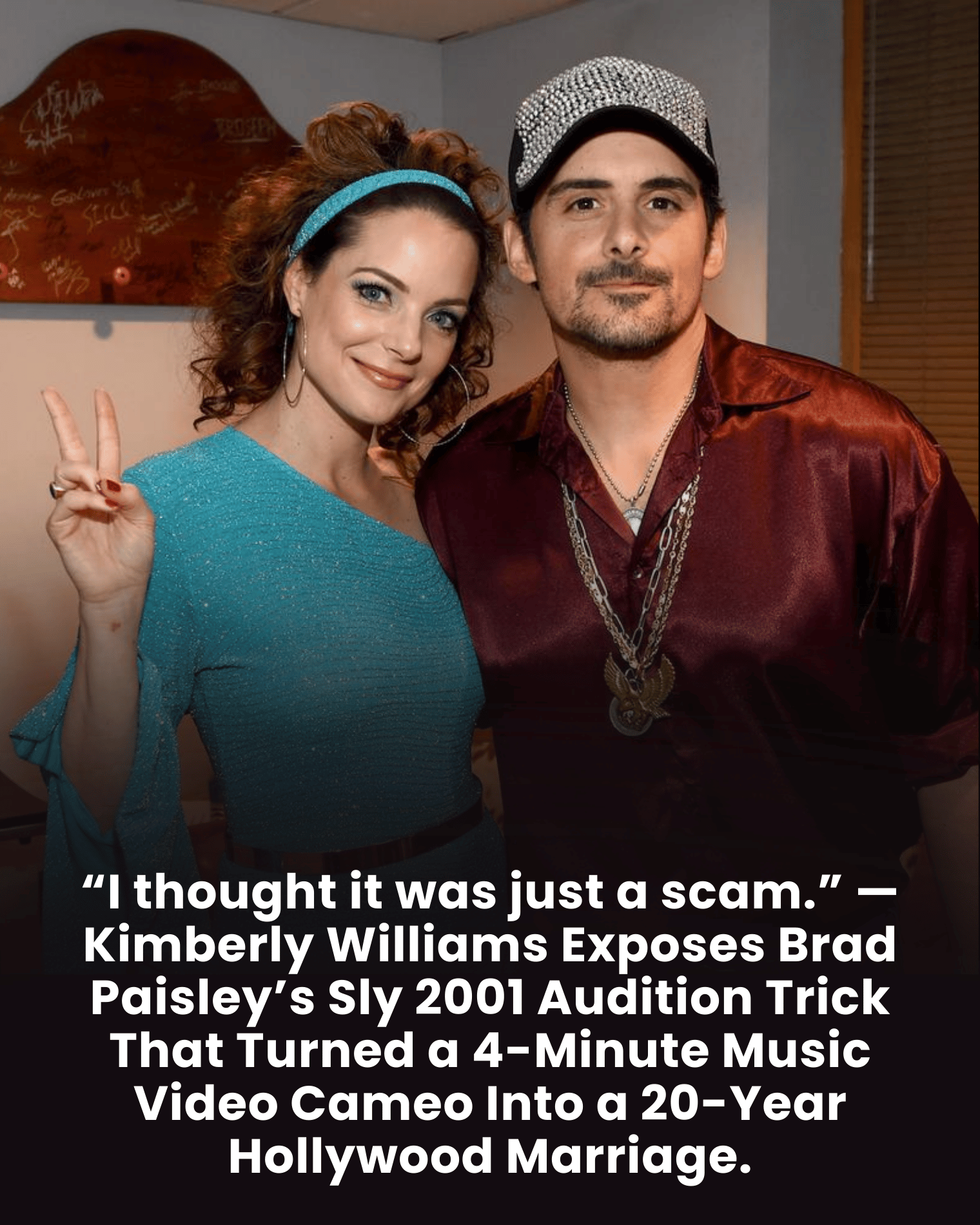 “I thought it was just a scam.” — Kimberly Williams Exposes Brad Paisley’s Sly 2001 Audition Trick That Turned a 4-Minute Music Video Cameo Into a 20-Year Hollywood Marriage.