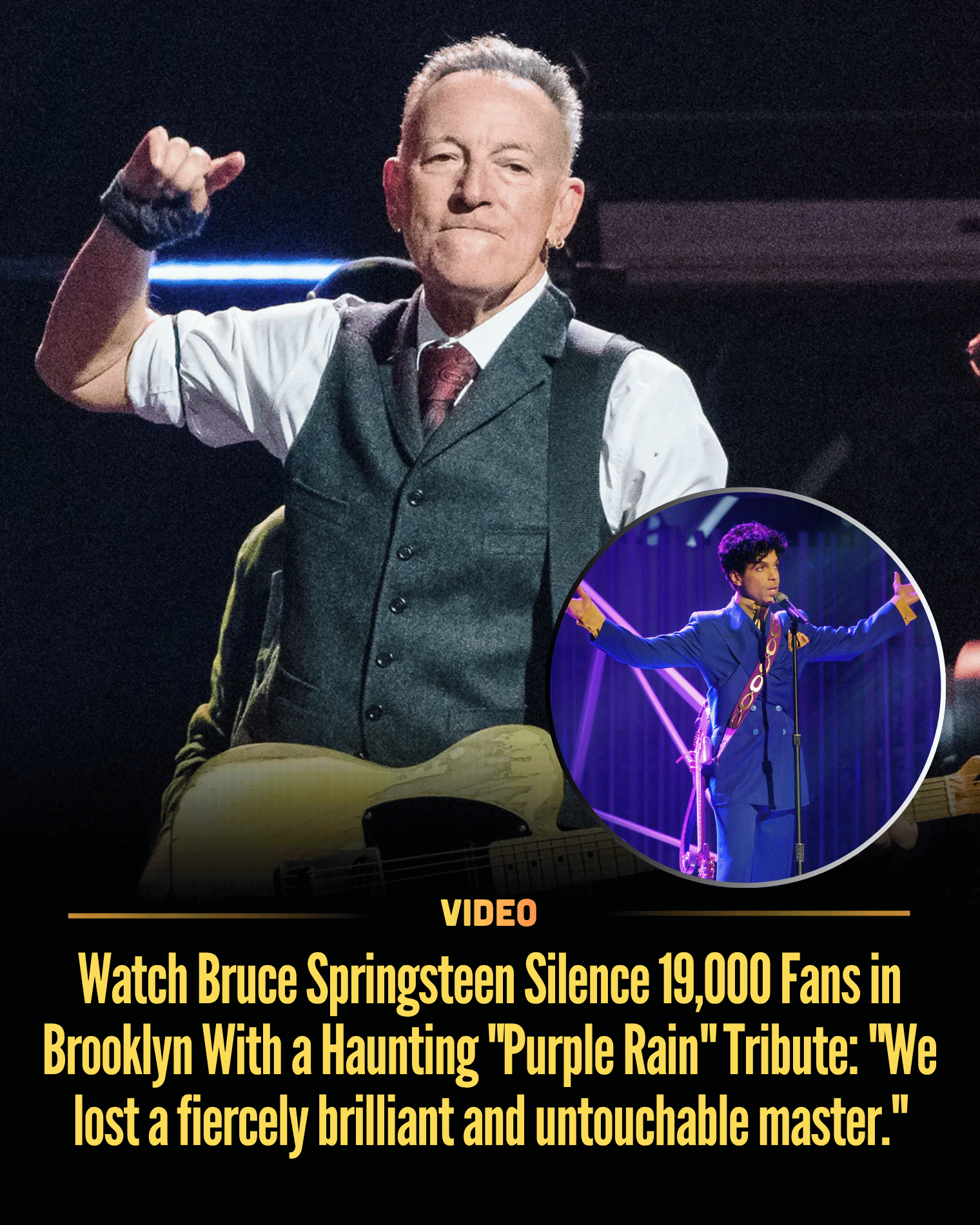 Watch Bruce Springsteen Silence 19,000 Fans in Brooklyn With a Haunting “Purple Rain” Tribute: “We lost a fiercely brilliant and untouchable master.”