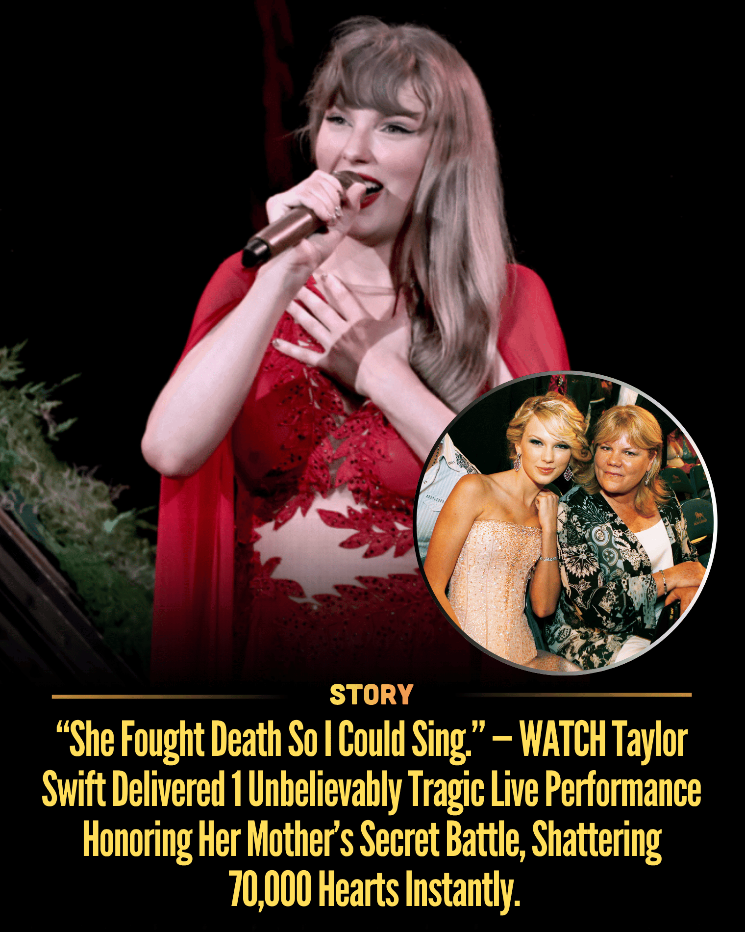 “She Fought Death So I Could Sing.” — WATCH Taylor Swift Delivered 1 Unbelievably Tragic Live Performance Honoring Her Mother’s Secret Battle, Shattering 70,000 Hearts Instantly.