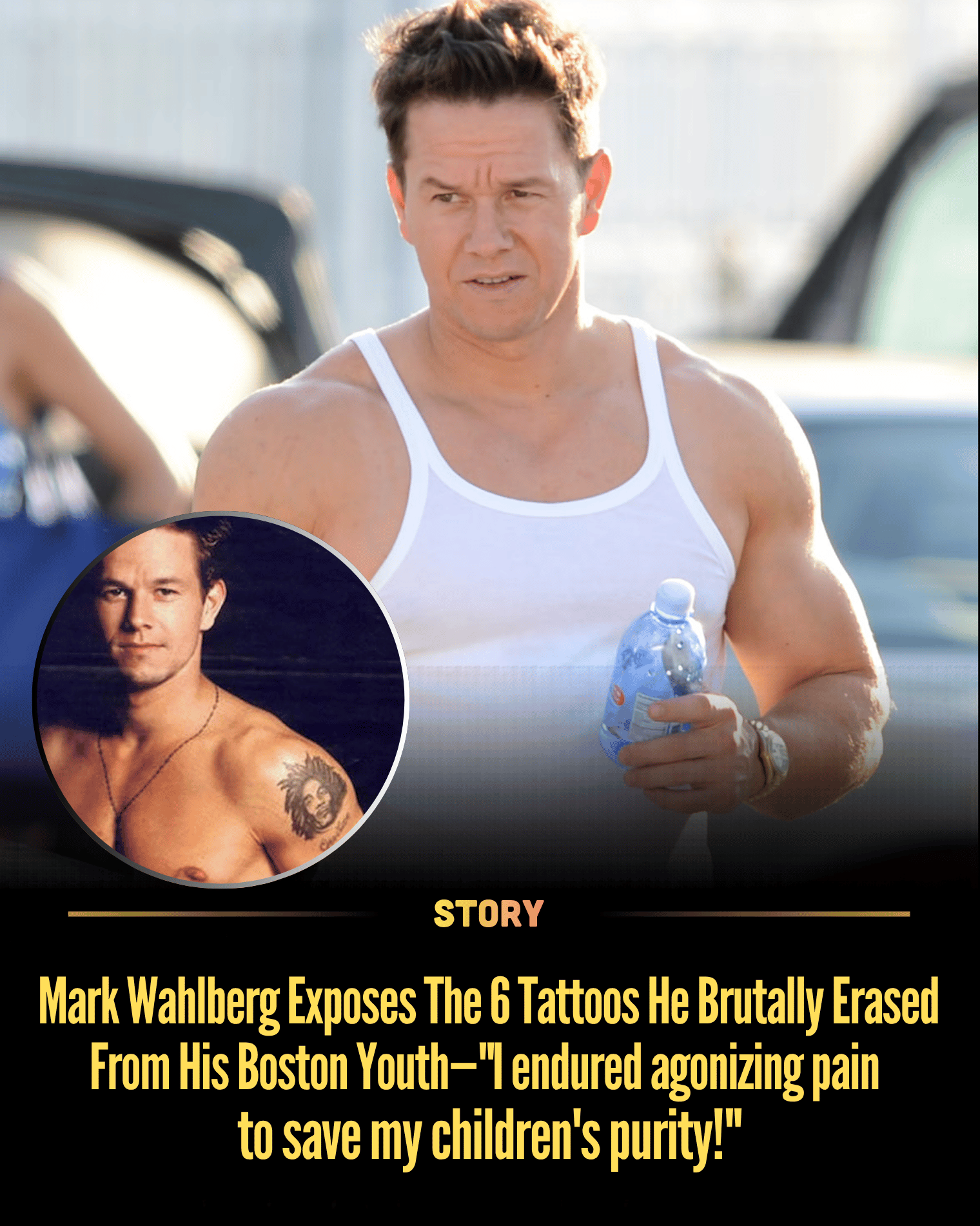 Mark Wahlberg Exposes The 6 Tattoos He Brutally Erased From His Boston Youth—”I endured agonizing pain to save my children’s purity!”
