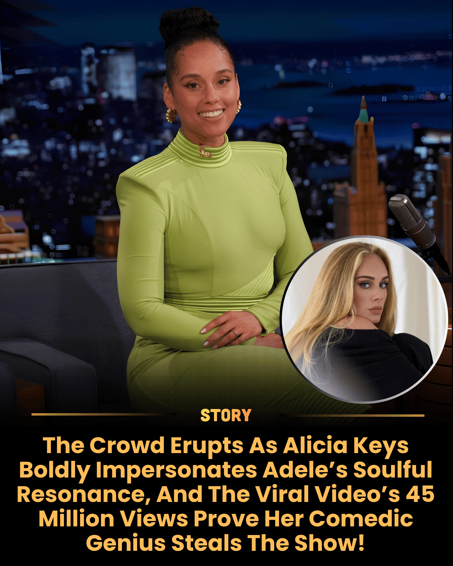 The Crowd Erupts As Alicia Keys Boldly Impersonates Adele’s Soulful Resonance, And The Viral Video’s 45 Million Views Prove Her Comedic Genius Steals The Show!