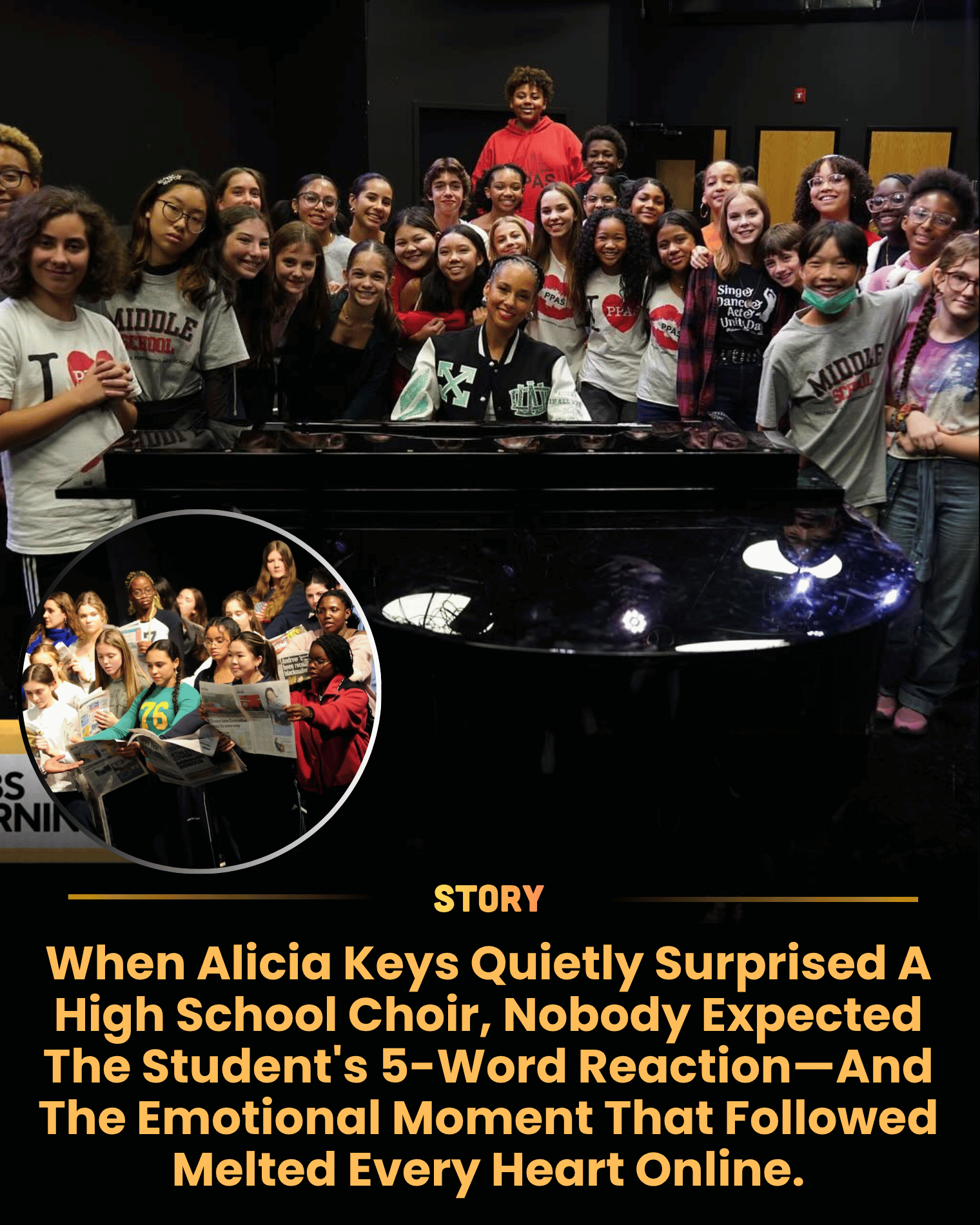 When Alicia Keys Quietly Surprised A High School Choir, Nobody Expected The Student’s 5-Word Reaction—And The Emotional Moment That Followed Melted Every Heart Online.