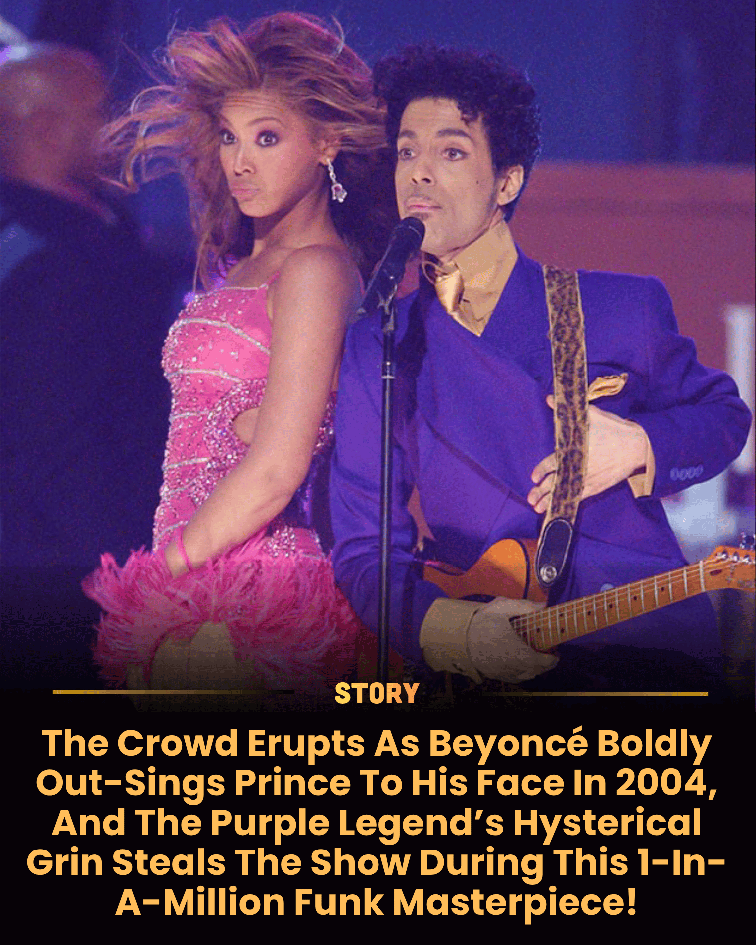 The Crowd Erupts As Beyoncé Boldly Out-Sings Prince To His Face In 2004, And The Purple Legend’s Hysterical Grin Steals The Show During This 1-In-A-Million Funk Masterpiece!