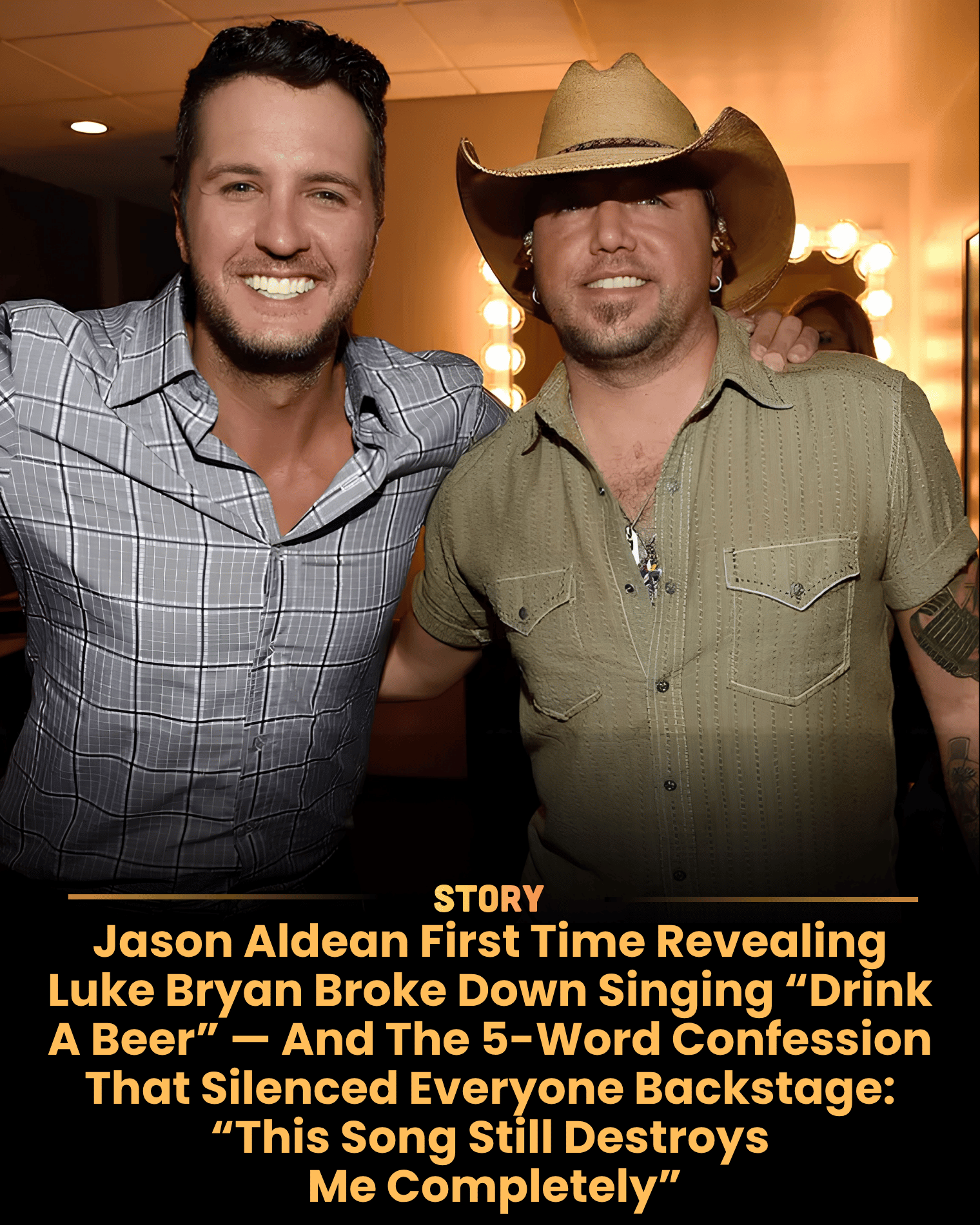 Jason Aldean First Time Revealing Luke Bryan Broke Down Singing “Drink A Beer” — And The 5-Word Confession That Silenced Everyone Backstage: “This Song Still Destroys Me Completely”