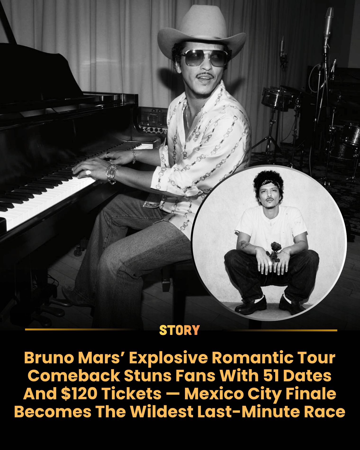 Bruno Mars’ Explosive Romantic Tour Comeback Stuns Fans With 51 Dates And $120 Tickets — Mexico City Finale Becomes The Wildest Last-Minute Race