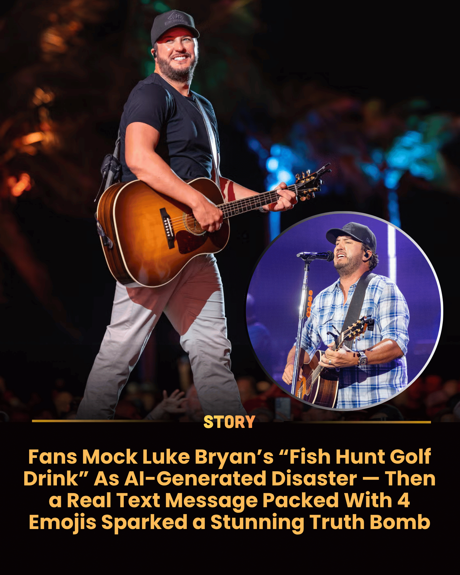 Fans Mock Luke Bryan’s “Fish Hunt Golf Drink” As AI-Generated Disaster — Then a Real Text Message Packed With 4 Emojis Sparked a Stunning Truth Bomb