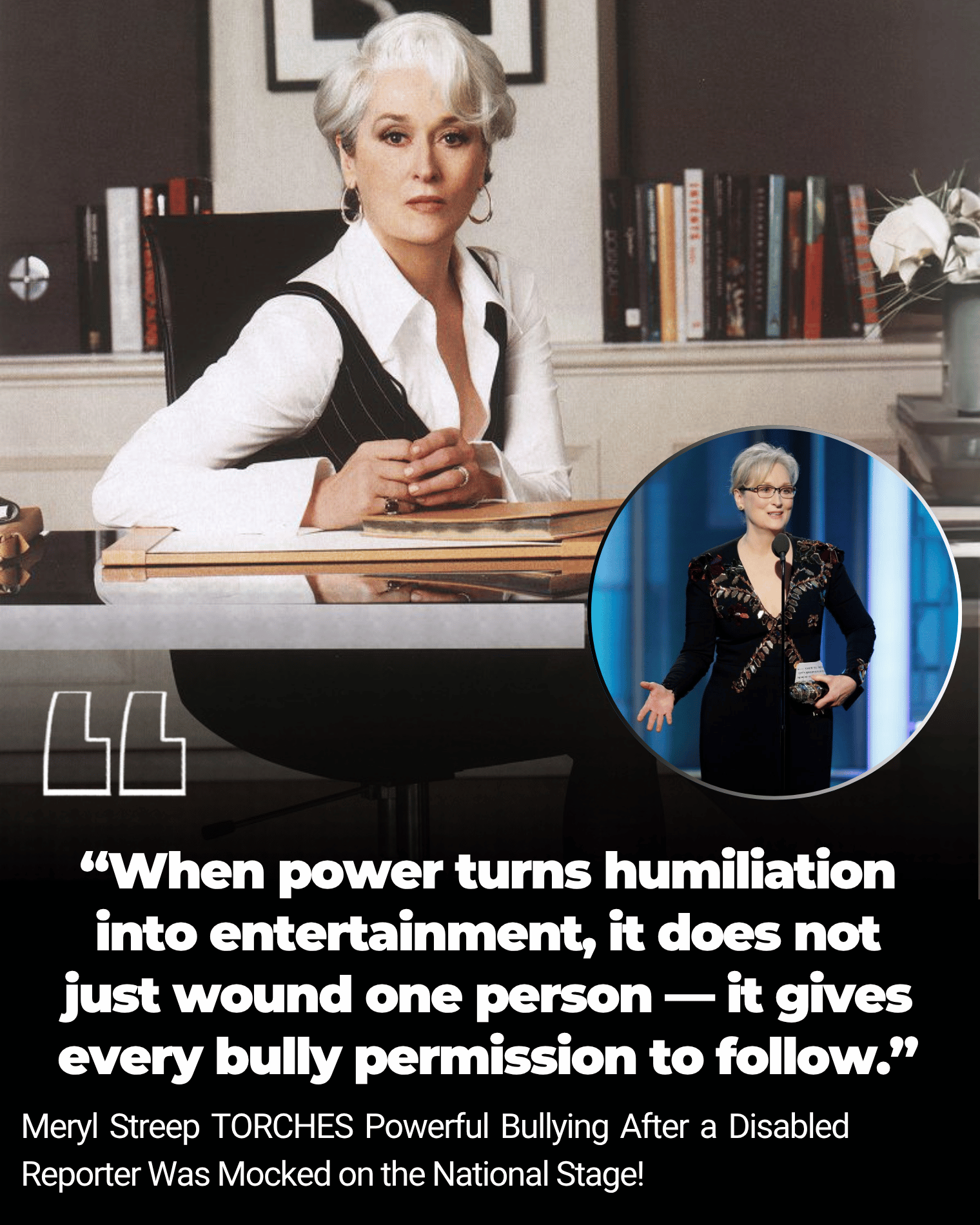 Meryl Streep TORCHES Powerful Bullying After a Disabled Reporter Was Mocked on the National Stage!