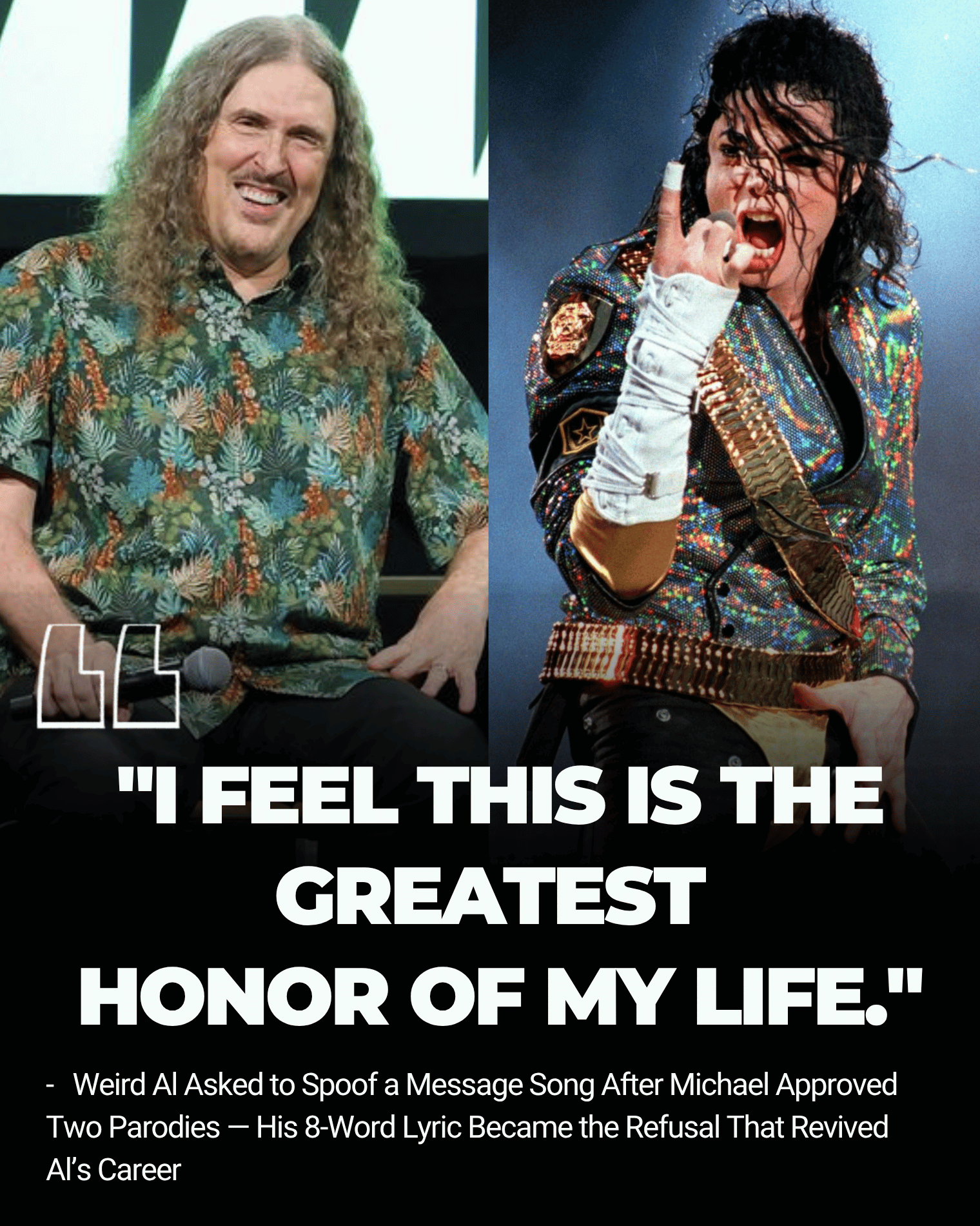 Weird Al Asked to Spoof a Message Song After Michael Approved Two Parodies — His 8-Word Lyric Became the Refusal That Revived Al’s Career Story.