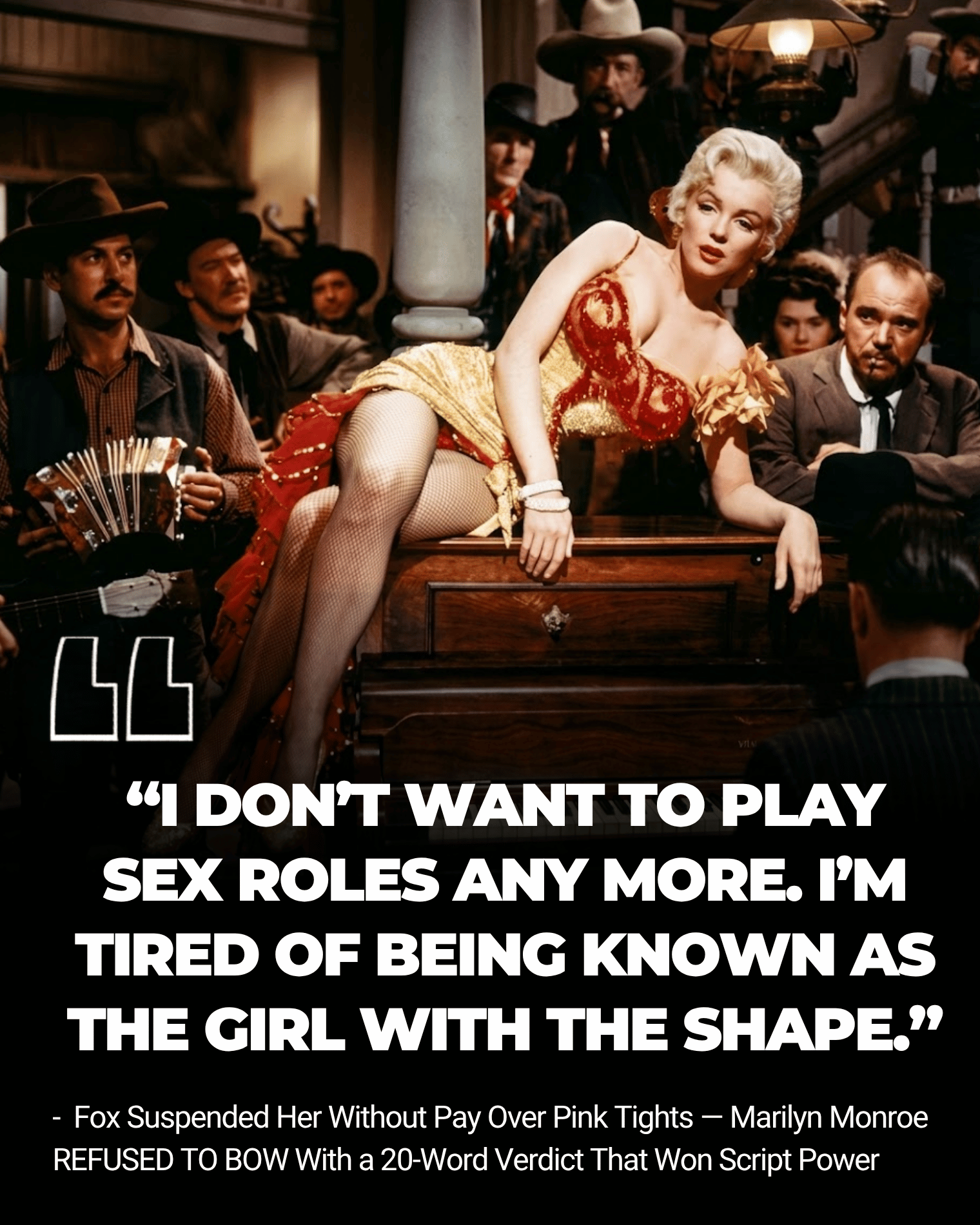 Fox Suspended Marilyn Monroe Without Pay Over Pink Tights — Her 20-Word Refusal Turned Typecasting Into Script Power