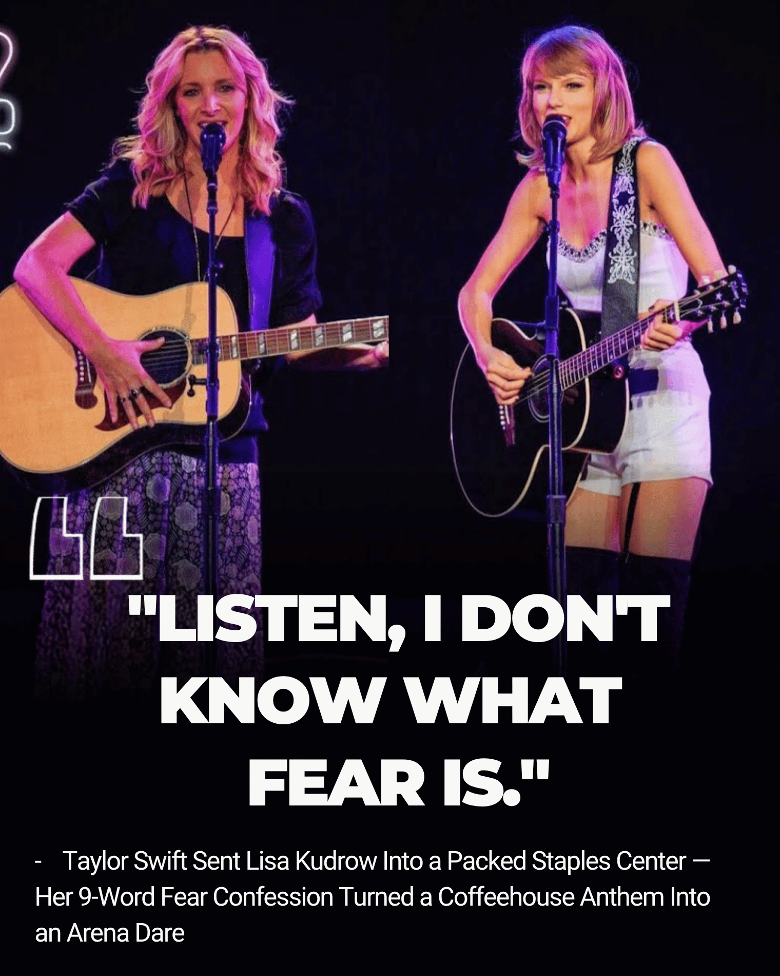 Taylor Swift Sent Lisa Kudrow Into a Packed Staples Center — Her 9-Word Fear Confession Turned a Coffeehouse Anthem Into an Arena Dare Story exploded into life when Friends nostalgia met pop superstardom