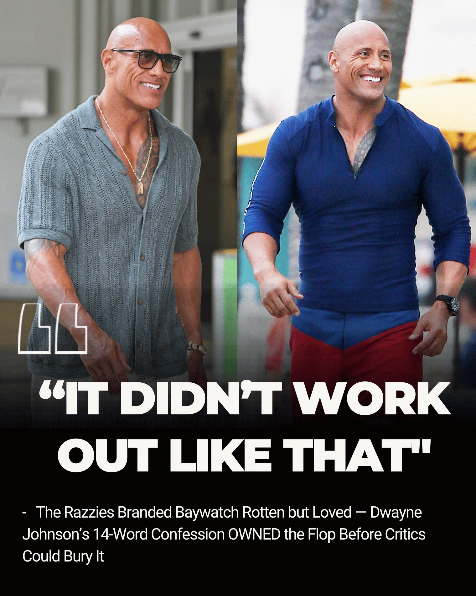The Razzies Branded Baywatch Rotten but Loved — Dwayne Johnson’s 13-Word Confession OWNED the Flop Before Critics Could Bury It